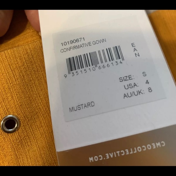 C/Meo Collective Mustard Yellow Confirmative Halter Dress Belted Hi Low Midi S - Picture 6 of 11